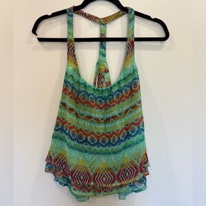 Show Me Your MuMu Teal and Orange Geometric Camisole